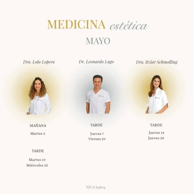 Llega mayo y la agenda de nuestros doctores. 
Cómo novedad, la Dra. Itziar, se incorpora al área Médico Estética, bienvenida.

Para más información 
☎️ 697 05 06 55

📍C/ Serafín Álvarez Campana 2 
Puerto de Santa María 
Angelita Alta