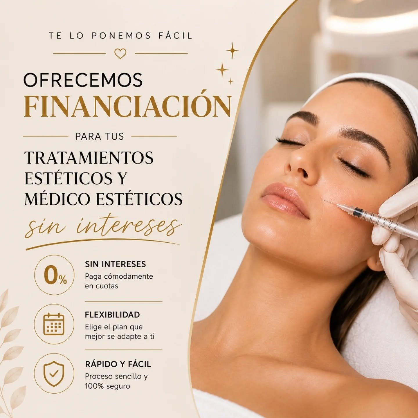 ✨ Si el único motivo por el que aún no te has realizado ese tratamiento es el precio, tenemos una buena noticia para ti.

En Mediestética Puerto queremos que nada te impida sentirte mejor contigo misma.

Por eso, ahora puedes acceder a tus tratamientos estéticos y médico-estéticos mediante financiación, para que puedas empezar hoy y pagar cómodamente.

💉 Ácido hialurónico ✨ Neuromoduladores 💎 Rejuvenecimiento facial 🌿 Tratamientos corporales 
💆‍♀️ Medicina estética personalizada

✔️ Cuotas cómodas ✔️ Tramitación rápida ✔️ Sin complicaciones ✔️ Financiación adaptada a ti

Porque sabemos que muchas veces no es falta de ganas... es cuestión de encontrar el momento adecuado.

Y ese momento puede ser ahora.

No sigas posponiendo ese tratamiento que llevas meses —o incluso años— queriendo hacerte. Empieza a verte como te gustaría verte y a sentirte como mereces sentirte.

📲 Escríbenos por WhatsApp 
 ☎️ 687 05 06 55 

Tu mejor versión está más cerca de lo que imaginas. ✨

#MediesteticaPuerto #MedicinaEstetica #EsteticaAvanzada #Financiaciona medida