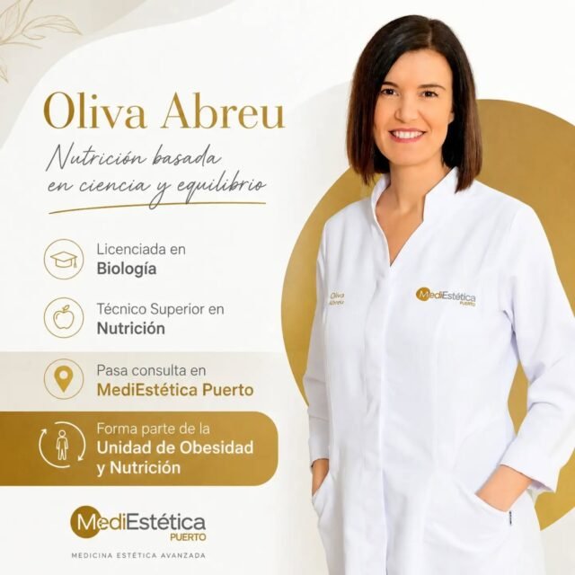 ✨️ ¡Oliva Abreu vuelve a consulta!
Después de su baja de maternidad, nos alegra anunciar que Oliva Abreu retoma su actividad en Mediestética Puerto y se incorpora a la nueva Unidad de Sobrepeso y Obesidad.
⭐️ Licenciada en Biología y Técnico Superior en Nutrición (ASNADI 1290), acompañará a nuestros pacientes con planes nutricionales personalizados, adaptados a sus objetivos y basados en la evidencia científica.
✨️Junto a la Dra. Blanca González Casillas, responsable médica de la Unidad, ofrecerá un abordaje integral del sobrepeso y la obesidad, combinando valoración médica, seguimiento clínico, tratamiento farmacológico cuando está indicado y educación nutricional.
📝 La agenda de septiembre ya está abierta.
Si estás pensando en mejorar tu salud, perder peso de forma segura o comenzar un cambio de hábitos acompañado por un equipo sanitario, estaremos encantados de ayudarte.
☎️ 687 05 06 55
📍C/ Serafín Álvarez Campana 2
El Puerto de Santa María
#unidadeobesidad #nutricion #obesidad