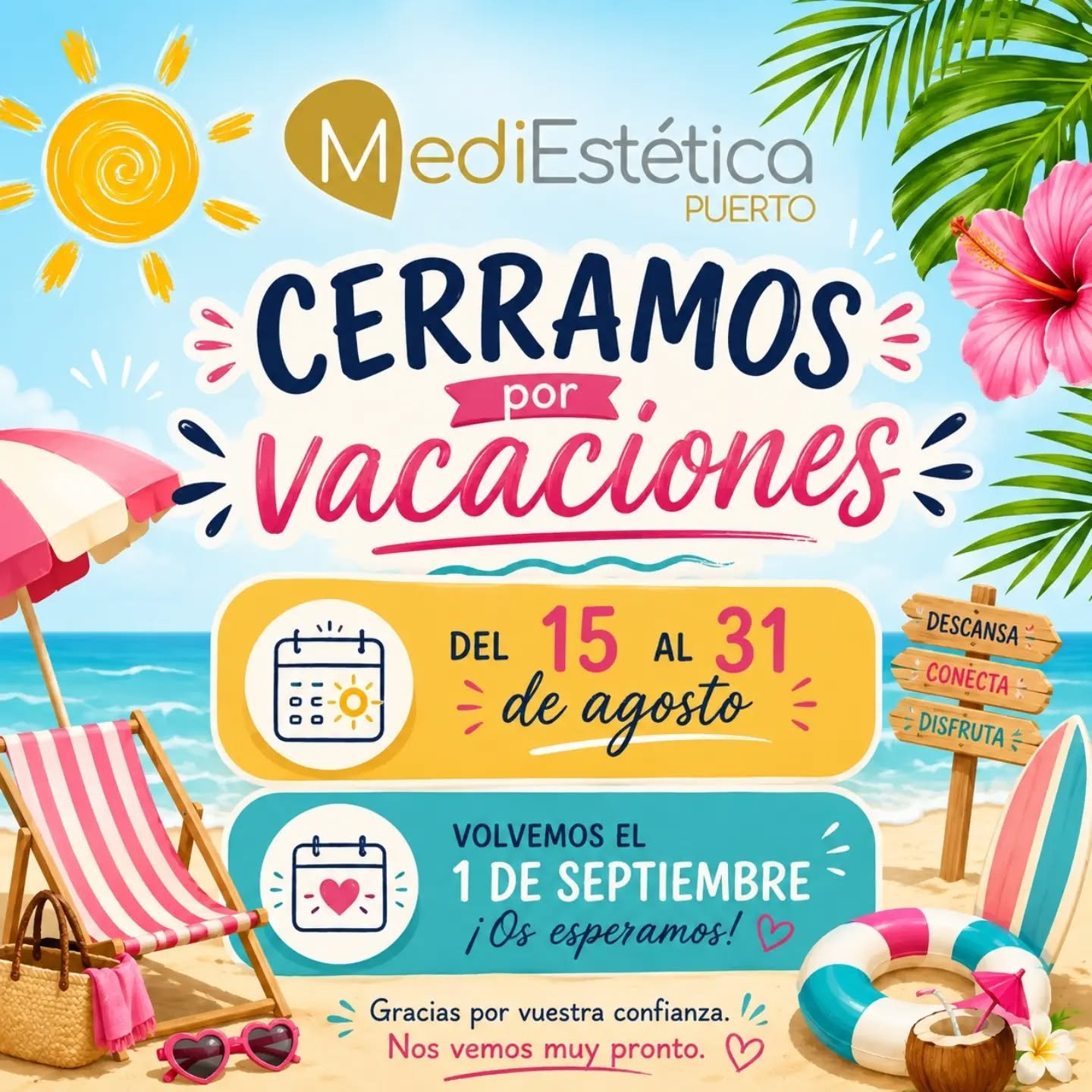 Nos vamos de vacaciones ⛱️⛱️🏖🏖

Volvemos el 1 de septiembre con las pilas cargadas y con muchas novedades. 

Nos vemos a la vuelta.